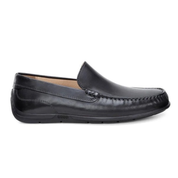 - ECCO Classic Black Moccasin 2.0 Leather Loafers Slip-on Timeless - Picture 2 of 11